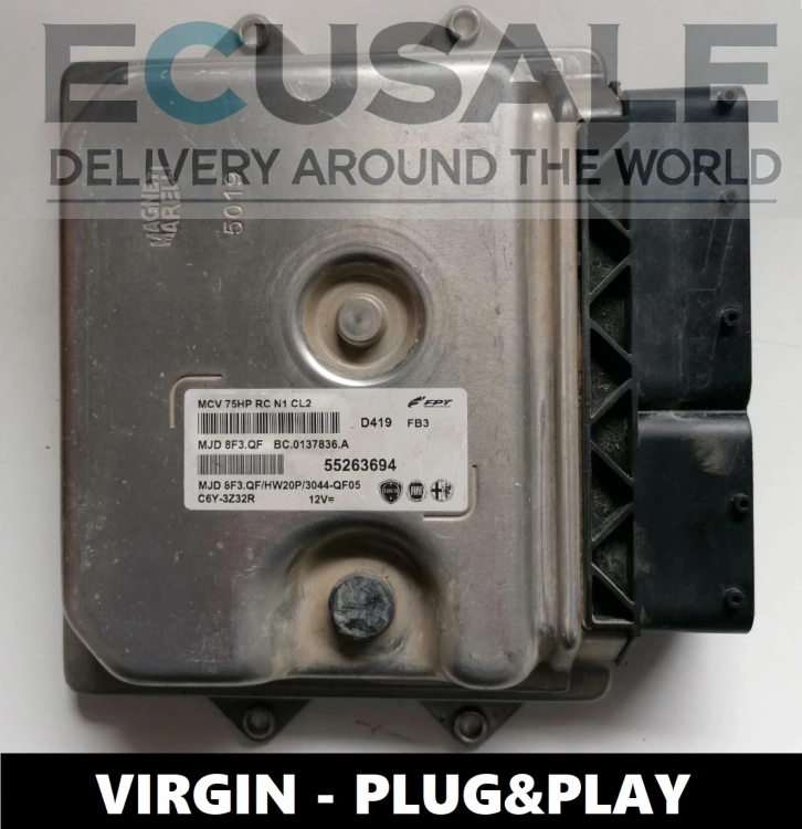 VIRGIN MOTORSTEUERGERÄT FIAT 55263694 MJD8F3.QF für 1.3 Multijet – Plug &amp; Play ECU mit CHIPTUNING- und EGR-OFF-Option