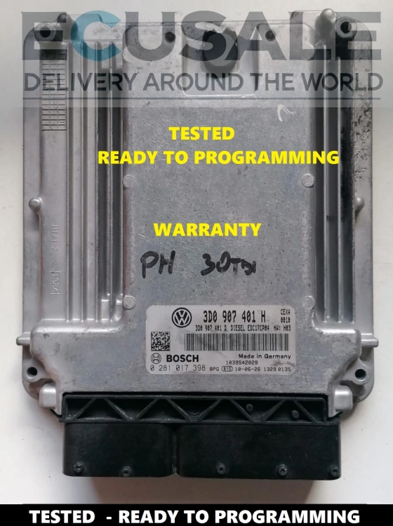 Bosch EDC17CP04 ECU für VW Phaeton – Originalgerät 3D0907401H / 3D0907401D mit echtem Foto.
