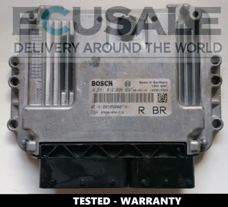 ECU Honda CR-V 2.2 Diesel – Bosch 0281012095, referência Honda 37820-RMA-E16, totalmente funcional.