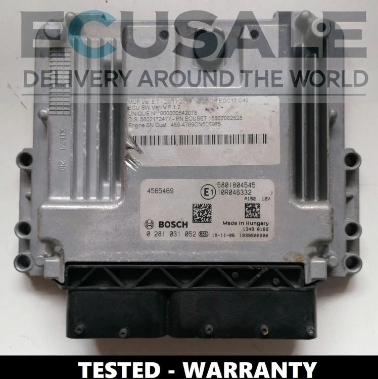 Sterownik ECU Iveco MD1CE101 – Bosch 0281031052 z numerem 5801804545 / 4565469, po pełnych testach