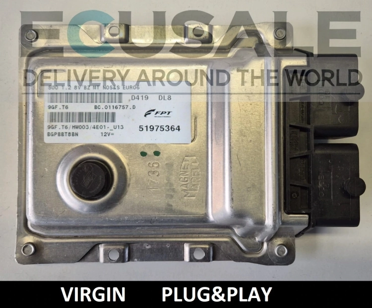 CENTRALINA DO MOTOR FIAT 500 1.2 8V 51975364 9GF.T6 – ECU VIRGIN Plug &amp;amp;amp; Play