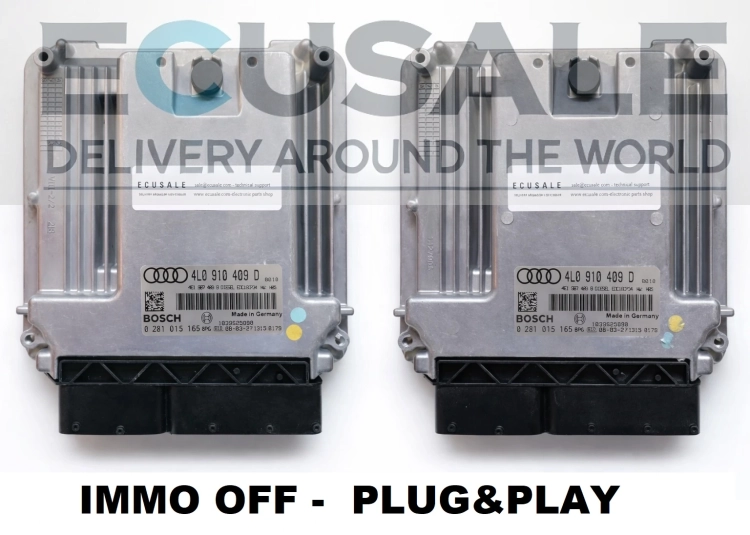 4L0910409D 0281015165 – komplet 2× sterownik silnika IMMO OFF Audi Q7 4.2 TDI