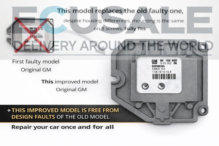 Centralina do motore GM 09158689 Siemens 5WK9154 – modelo mais recente e melhorado com carcaça reforçada, original GM