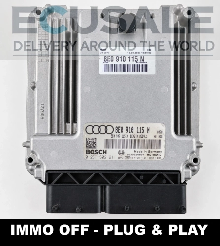 Centralina motore Audi A4 B7 2.0 TFSI 8E0910115N Bosch 0261S02211 MED9.1 IMMO OFF Plug &amp;amp;amp; Play