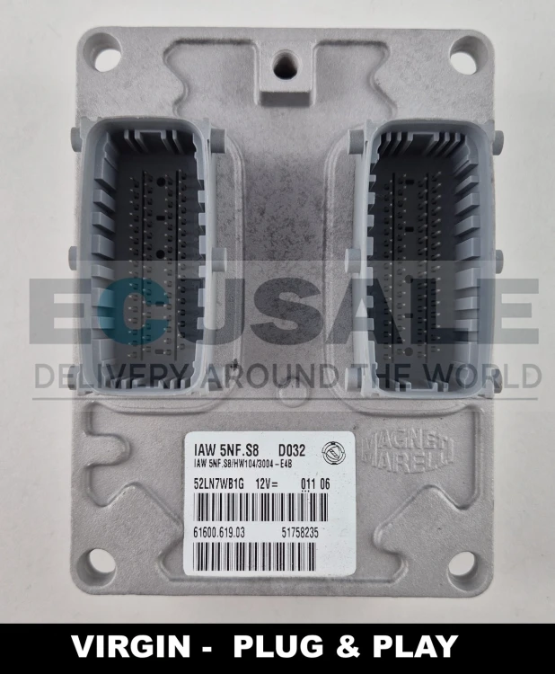 51758235 IAW 5NF.S8 61600.619.03 Centralina do motor Fiat Panda 1.2 8V 4x4 Virgin Plug and Play