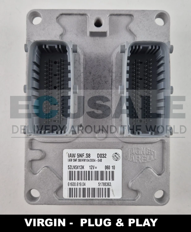 51788362 61600.619.04 Centralina do motor Fiat Panda 1.2 8V 4x4 IAW 5NF.S8 Virgin Plug &amp;amp;amp; Play