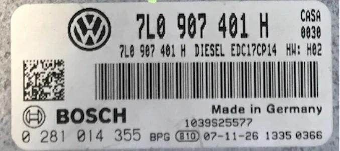 7L0907401H 0281014355 VW Touareg 3.0 TDI IMMO OFF centralina motore