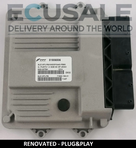 RENOVIERTES MOTORSTEUERGERÄT FIAT 51806506 MJD6F3.PB HW03P für 1.3 Multijet – Plug &amp; Play, ohne Programmierung