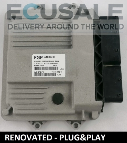 CENTRALINA DO MOTOR RENOVADA FIAT 51806497 MJD6F3.P5 HW03P Plug &amp; Play para motores 1.3