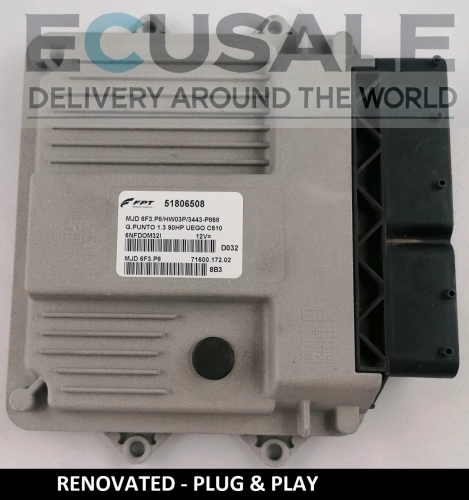 RENOVIERT MOTORSTEUERGERÄT FIAT 51806508 MJD6F3.P8 HW03P für 1.3 Multijet – Plug &amp; Play, ohne Programmierung
