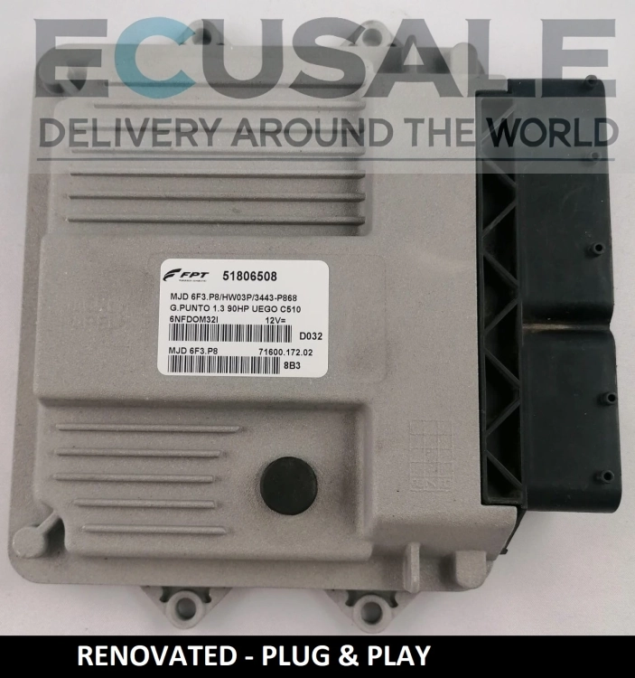 RENOVIERT MOTORSTEUERGERÄT FIAT 51806508 MJD6F3.P8 HW03P für 1.3 Multijet – Plug &amp; Play, ohne Programmierung