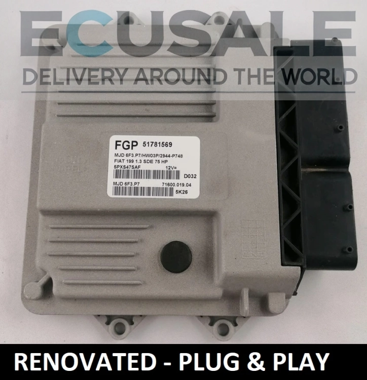 Centralina do Motor RENOVADA Fiat 1.3 51781569 MJD6F3.P7 HW03P – Plug   Play, sem programação