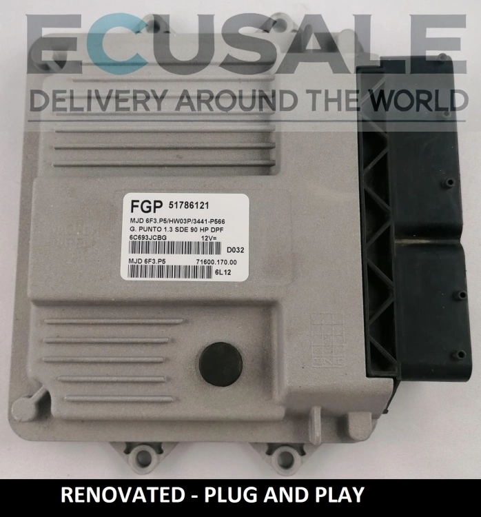 Regenerowany sterownik silnika FIAT 51786121 MJD6F3.P5 HW03P do 1.3 Multijet – Plug and Play, bez programowania
