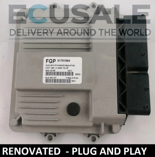 CENTRALINA DO MOTOR RENOVADO FIAT 51781564 MJD6F3.P7 HW03P para 1.3 Multijet – Plug and Play, sem necessidade de programação
