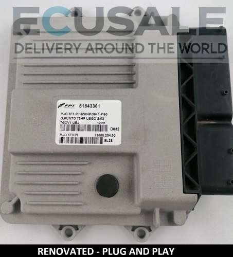 Centralina do Motor RENOVADA Fiat 1.3 51843361 MJD6F3.PI HW04P – Plug &amp; Go, sem programação